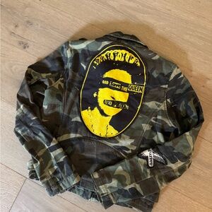 Vintage Camouflage Jacket with Graphic Back